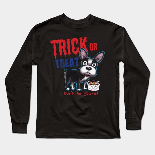 Trick or Treat Halloween Dog Long Sleeve T-Shirt by Danny Gordon Art